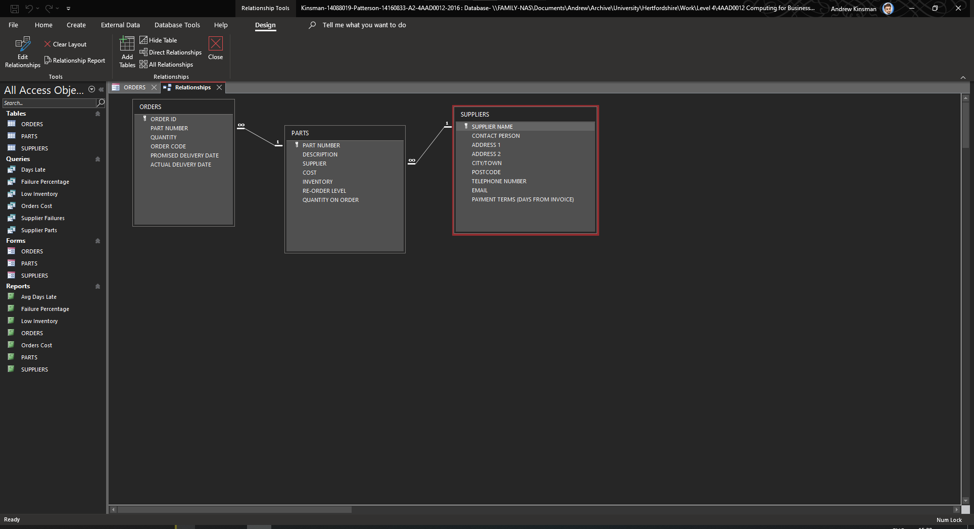 Table relationships in Microsoft Access