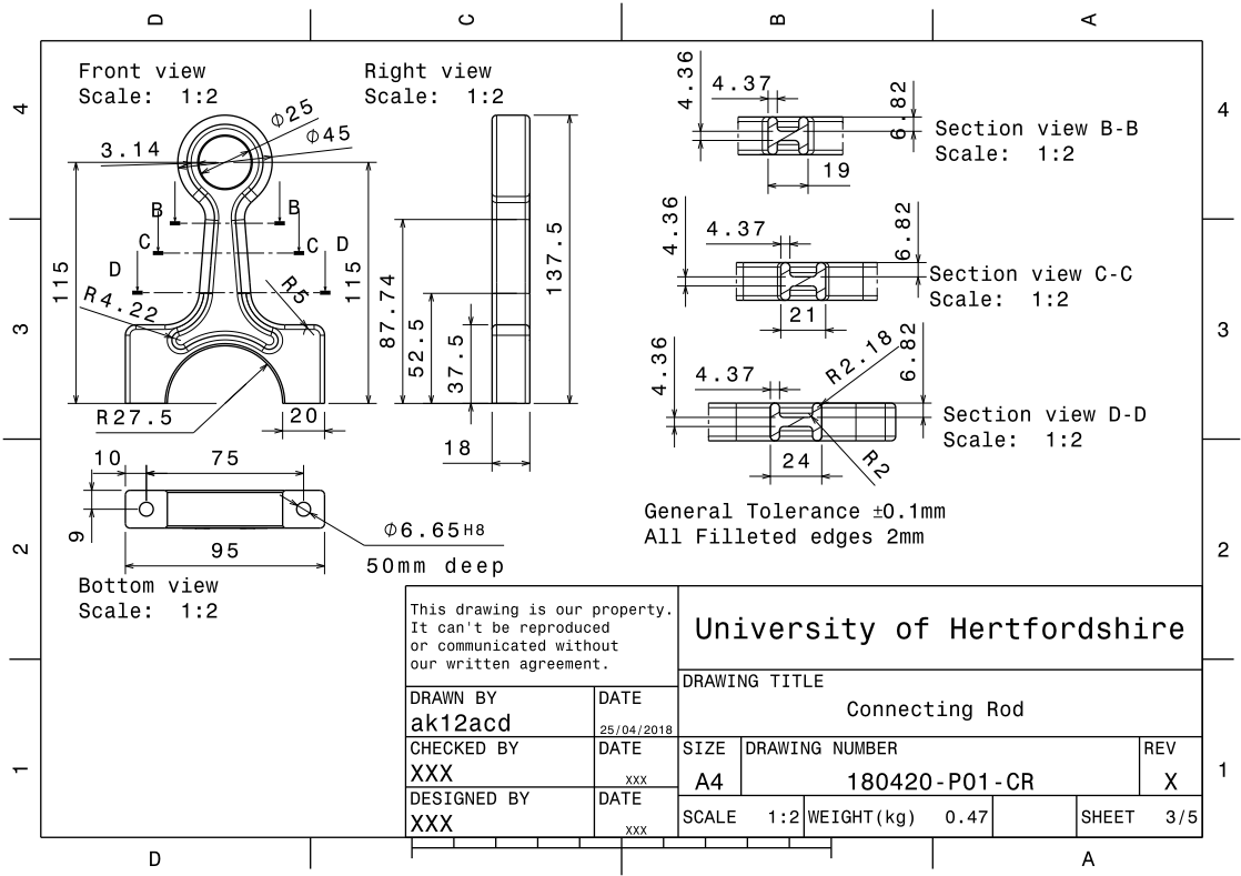 Connecting rod design for modified engine